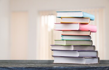 Stack of books, education and learning background