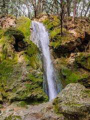 waterfall of Salt d'es Freu, a hiking area with waterfall near the village of  Bunyola on the balearic island of mallorca, spain