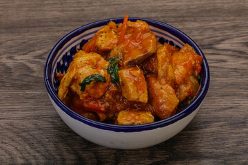 Chicken with oyster sauce and vegetables