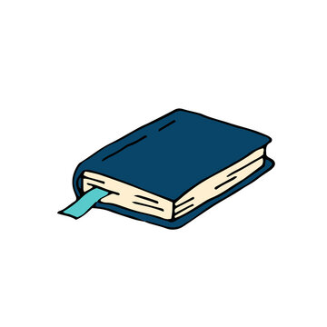 Book with a bookmark. Vector hand drawn doodle illustration.