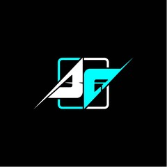 the initial letter B A is modern with a simple design decorated with a square