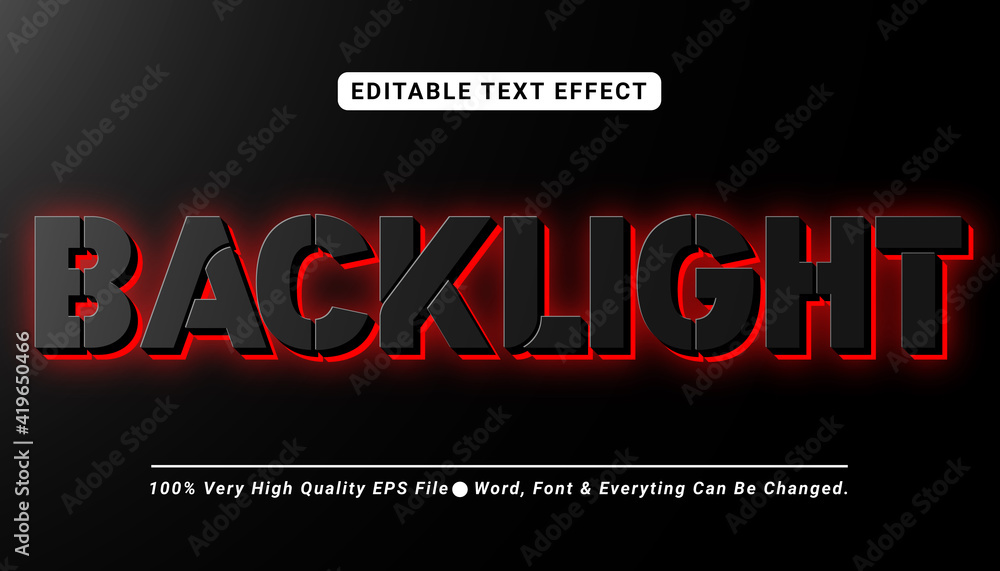 Poster 3d modern red glow back light text effect, editable text effect