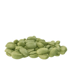 Green coffee beans 3d illustration