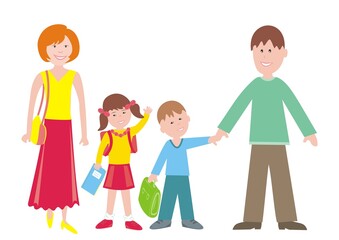 family, mother, father and boy and girl, vector illustration