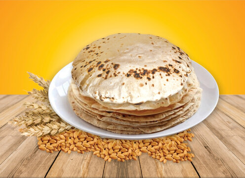 Chapati, Tava Roti also known as Indian bread or Fulka, phulka. Main ingredient of lunch, dinner in India, Pakistan. selective focus