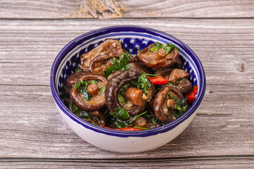 Marinated shiitake mushrooms with herbs