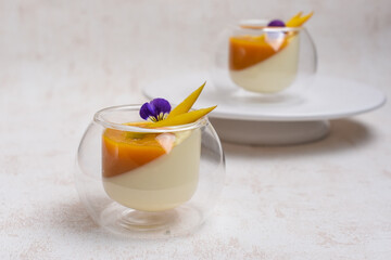 Exotic panna cotta with mango and maracuja