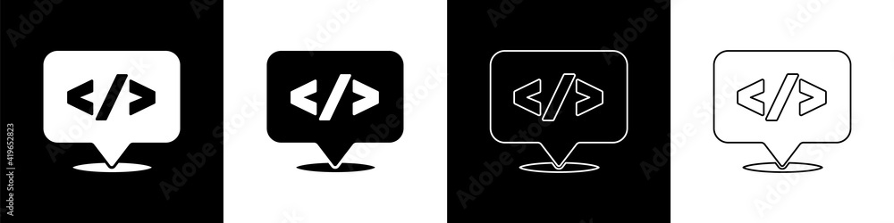 Wall mural set web design and front end development icon isolated on black and white background. vector.
