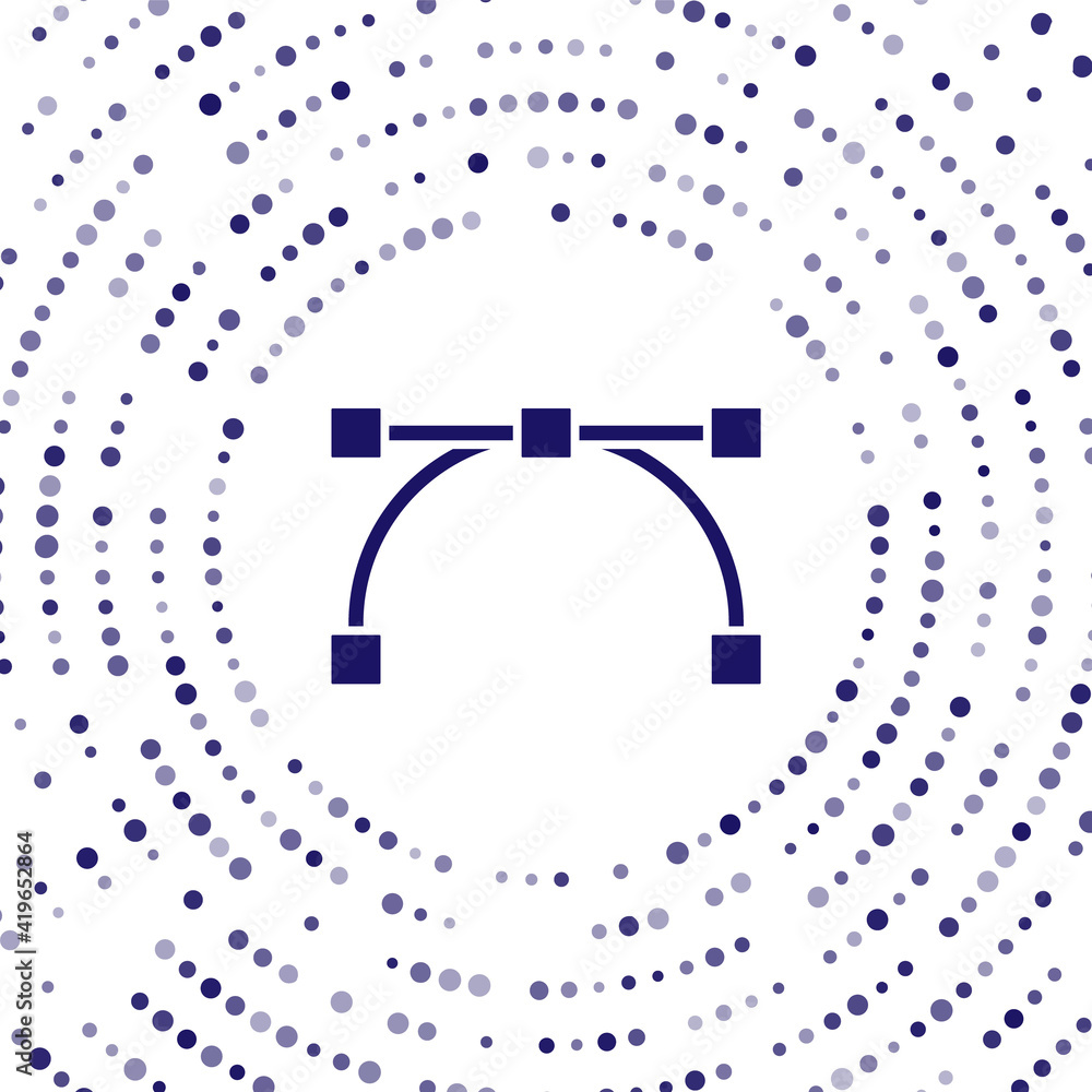 Poster blue bezier curve icon isolated on white background. pen tool icon. abstract circle random dots. vec