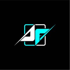 the initial letter J F is modern with a simple design decorated with a square