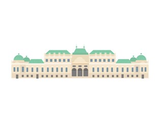 Fototapeta premium european colorful old Palace. Austrian style. historic facade. Traditional architecture. Vector illustration flat cartoon style