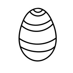 One easter egg with black  lines  ornament on white background. Simple Spring holiday symbols