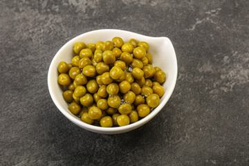 Marinated green pea in the bowl