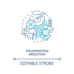 Inflammation reduction blue concept icon. Body health. Disease treatment. Intermittent fasting benefit idea thin line illustration. Vector isolated outline RGB color drawing. Editable stroke