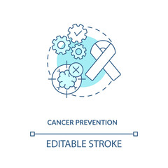 Cancer prevention blue concept icon. Health care. Oncology treatment. Intermittent fasting benefits idea thin line illustration. Vector isolated outline RGB color drawing. Editable stroke