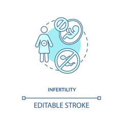 Infertility blue concept icon. Male and female problems with fertility. Intermittent fasting precaution idea thin line illustration. Vector isolated outline RGB color drawing. Editable stroke