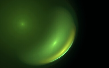 Perfect green silken and glassy green sphere in black space. Enlightened and luminous fictional cosmic body. Silence of the universe representation. Pure and clean being. Great as banner or backdrop.