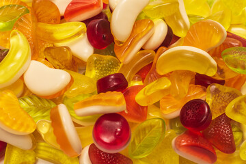 Assorted tasty gummy candies.