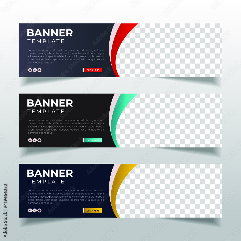 Wall mural modern abstract web banner with place for photo. horizontal layout template. business ad banner. vec
