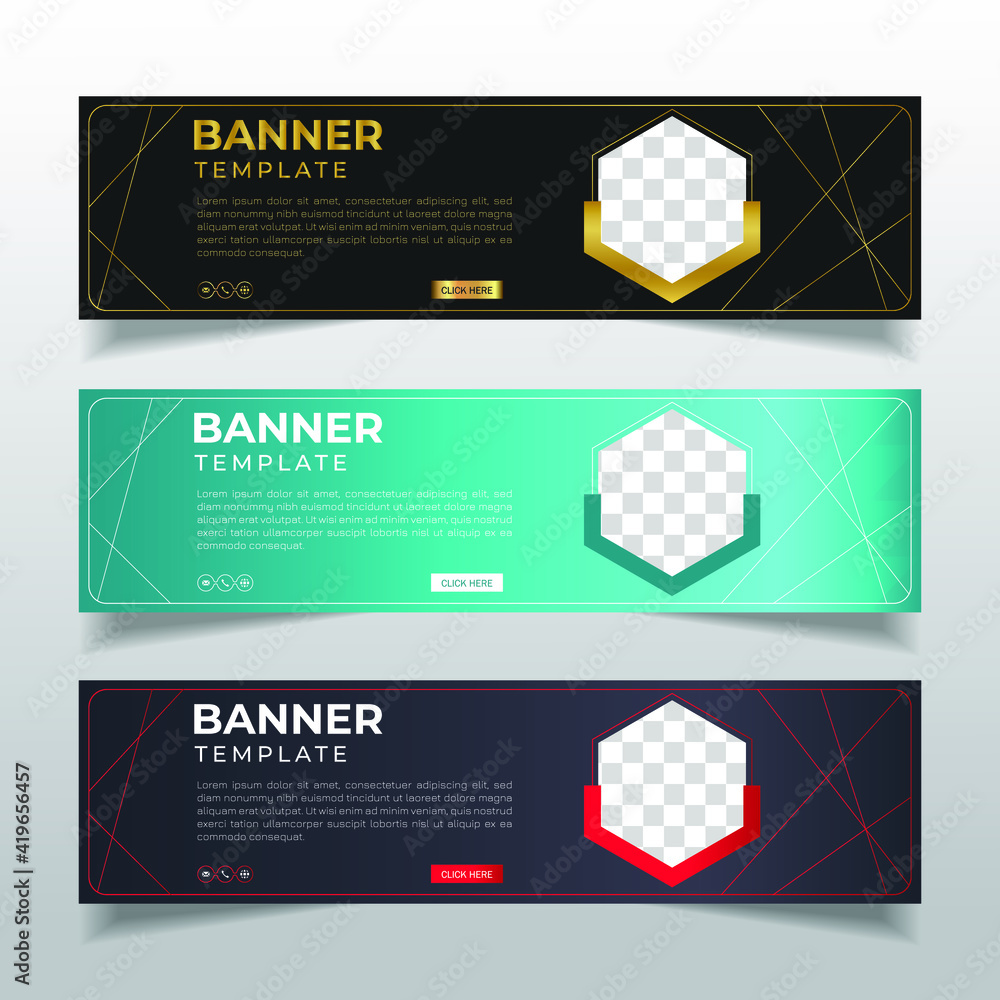Wall mural modern abstract web banner with place for photo. horizontal layout template. business ad banner. vec