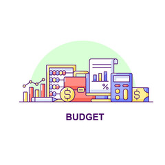 Budget creative UI concept icon. Business investment growth concept. Finance plan optimization. Financial audit abstract illustration. Isolated vector art for UX. Color graphic design element