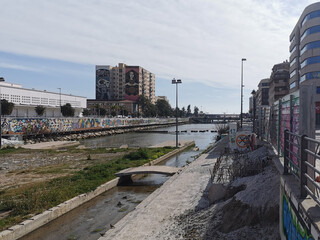 Málaga, Spain - February 18, 2021: View of streets of Soho Málaga