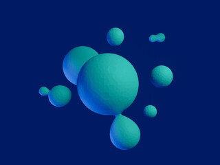 3D rendered abstract blue and green spheres