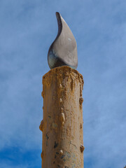 sculpture of a candle, the symbol of the Village of Buger on the balearic island of Mallorca, Spain