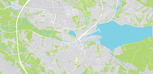 Urban vector city map of Kolding, Denmark