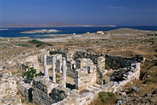 Archaeological site, Delos, Cyclades Islands, Greek Islands, Greece