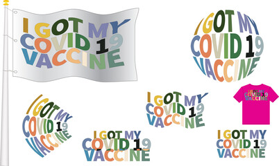 I got my covid 19 vaccine clip art with flag