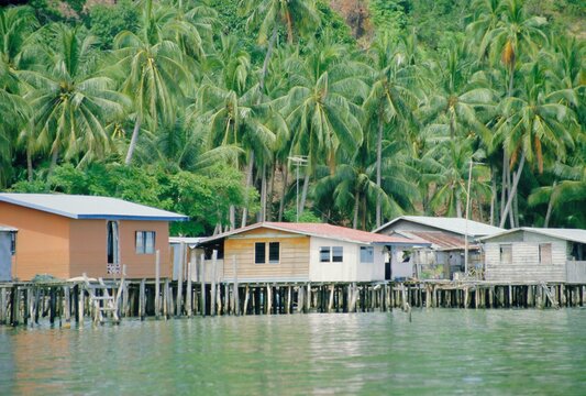 Stilt Houses Of A Fishing Village, Sabah, Island Of Borneo