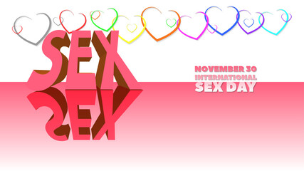 Fototapeta premium 3D festive poster. November 30 is International Sex Day. Woven stylistic colored hearts