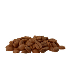Coffee Beans Closeup, Realistic coffee beans isolated on white background. 3D illustration.