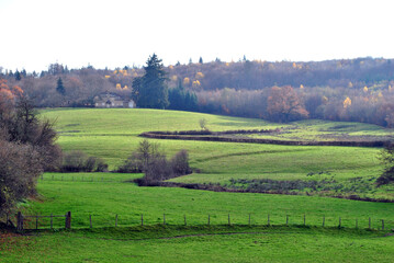 Fototapeta na wymiar Landscape View of Rolling Hills and Fields 