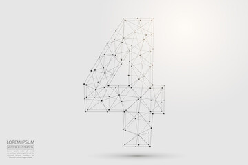 Abstract number four, figure 4, consisting of triangles, circles, spots of decay, stars. Vector eps 10.