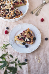Freshly baked homemade summer berry cake. Sweet food.