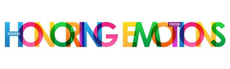 HONORING EMOTIONS colorful vector typography banner isolated on white background
