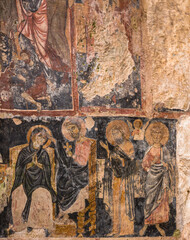 murial arts inside a cave church in Matera, Basilicata