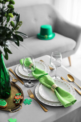 Beautiful table setting for St. Patrick's Day celebration