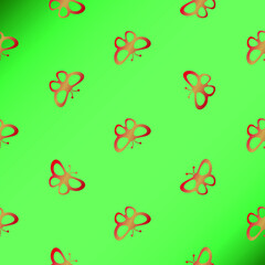 Seamless pattern of butterflies on a green gradient background. For wallpaper, background and postcards. Vector illustration.