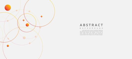 Modern abstract light silver background vector. Elegant circle shapes design with orange line.