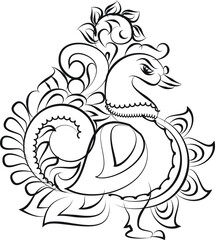 Kalamkari Indian traditional art on linen fabrics. peacock designs for textile printing, logo, and wallpaper