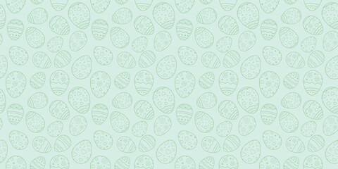 Seamless background for happy Easter day. The decorative Easter eggs with different patterns and different sizes