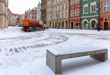 Poznan. Market square on a winter day.