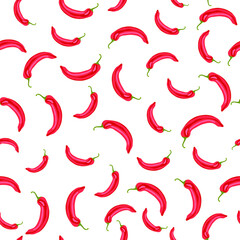 Chili pepper prints, chili seamless pattern isolated on the white background