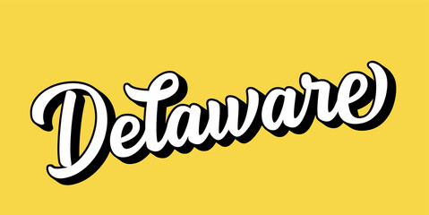 Hand sketched DELAWARE text. 3D vintage, retro lettering for poster, sticker, flyer, header, card, clothing, wear