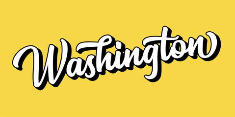 Hand sketched WASHINGTON text. 3D vintage, retro lettering for poster, sticker, flyer, header, card, clothing, wear