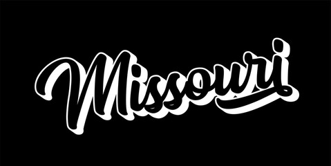 Hand sketched MISSOURI text. 3D vintage, retro lettering for poster, sticker, flyer, header, card, clothing, wear