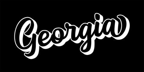 Hand sketched GEORGIA text. 3D vintage, retro lettering for poster, sticker, flyer, header, card, clothing, wear